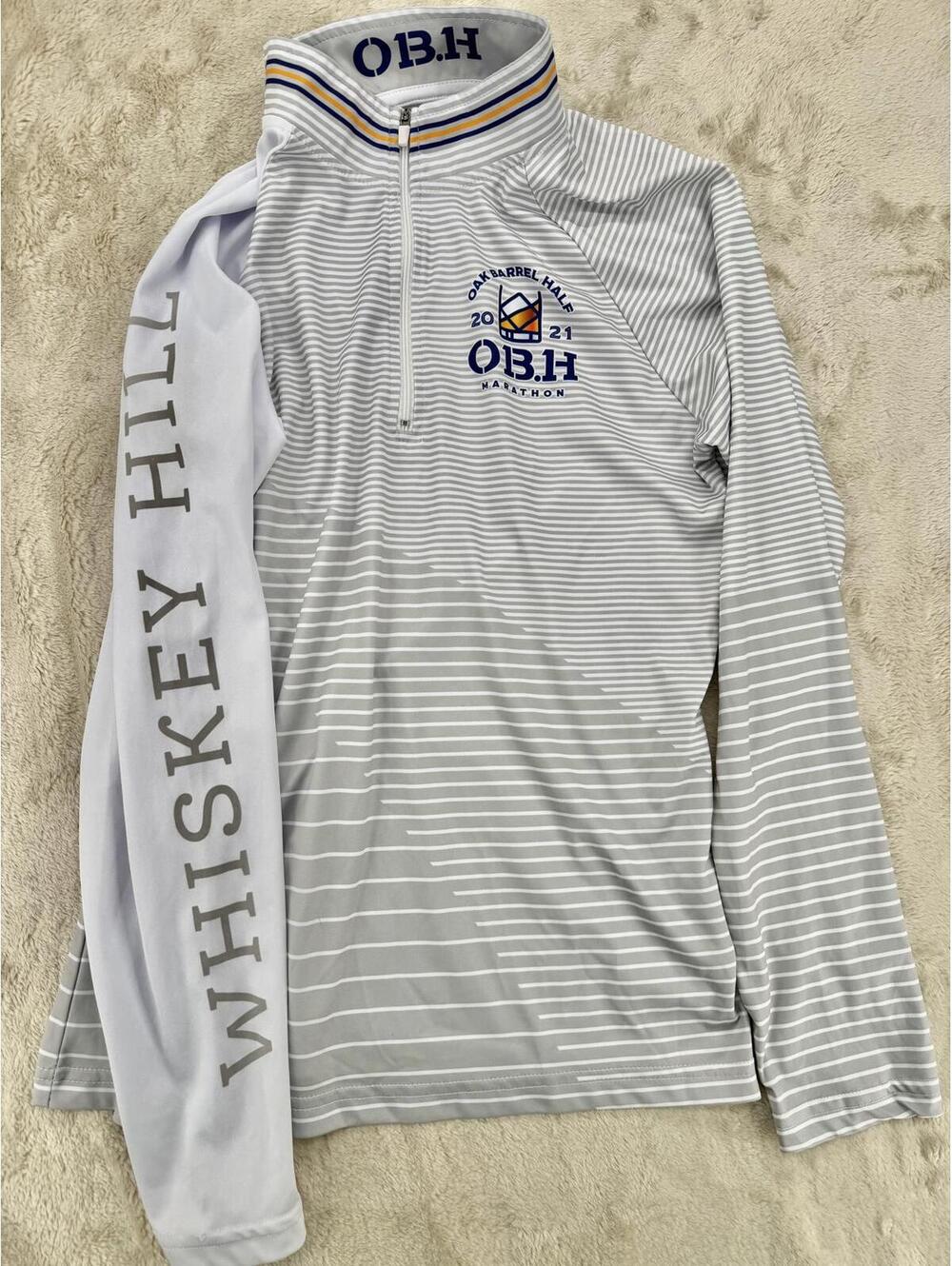 Oak Barrel Half Marathon 2021‎ Striped Athletic Pullover Quarter Zip Long Sleeve